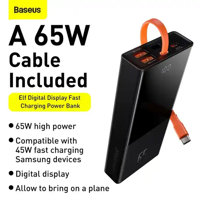 Baseus Elf Digital Display Fast Charging Power Bank 20000mAh 65W